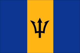Barbados Flag 12 X 18 inch on stick