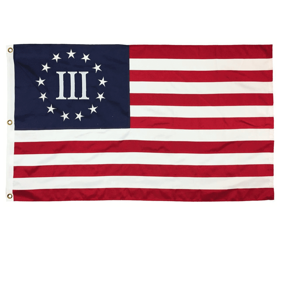 RU Flag 3x5 Betsy Ross Flag - Nyberg Three% Flag - Nylon Embroidered