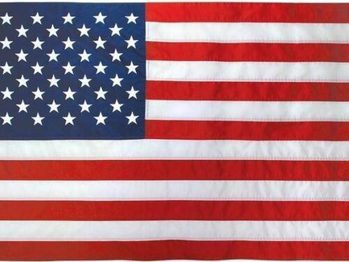 vendor-unknown Flag 50 Star USA Cotton Embroidered Outdoor Flag 3' 6" x 6' 8" (42" x 80") (USA Made)