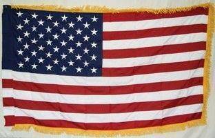 vendor-unknown Flag 50 Star USA Flag - Nylon Embroidered Sleeve with Fringes 3 x 5 ft.