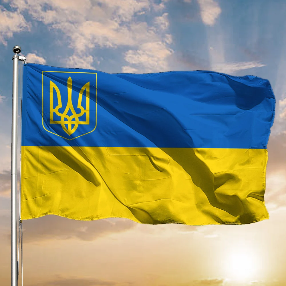 Ukraine Large Trident Premium Quality 3x5 3'x5' Woven Poly Nylon Flag Banner 