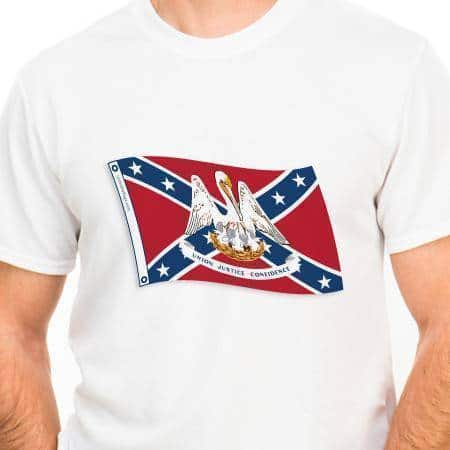 Louisiana On Rebel Flag T-shirt Medium