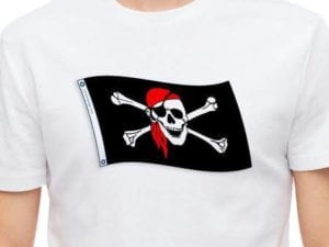 Jolly Roger Red Hat Pirate T-shirt (2XL)