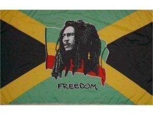 vendor-unknown Flag Bob Marley Freedom Flag 12 X 18 inch on stick