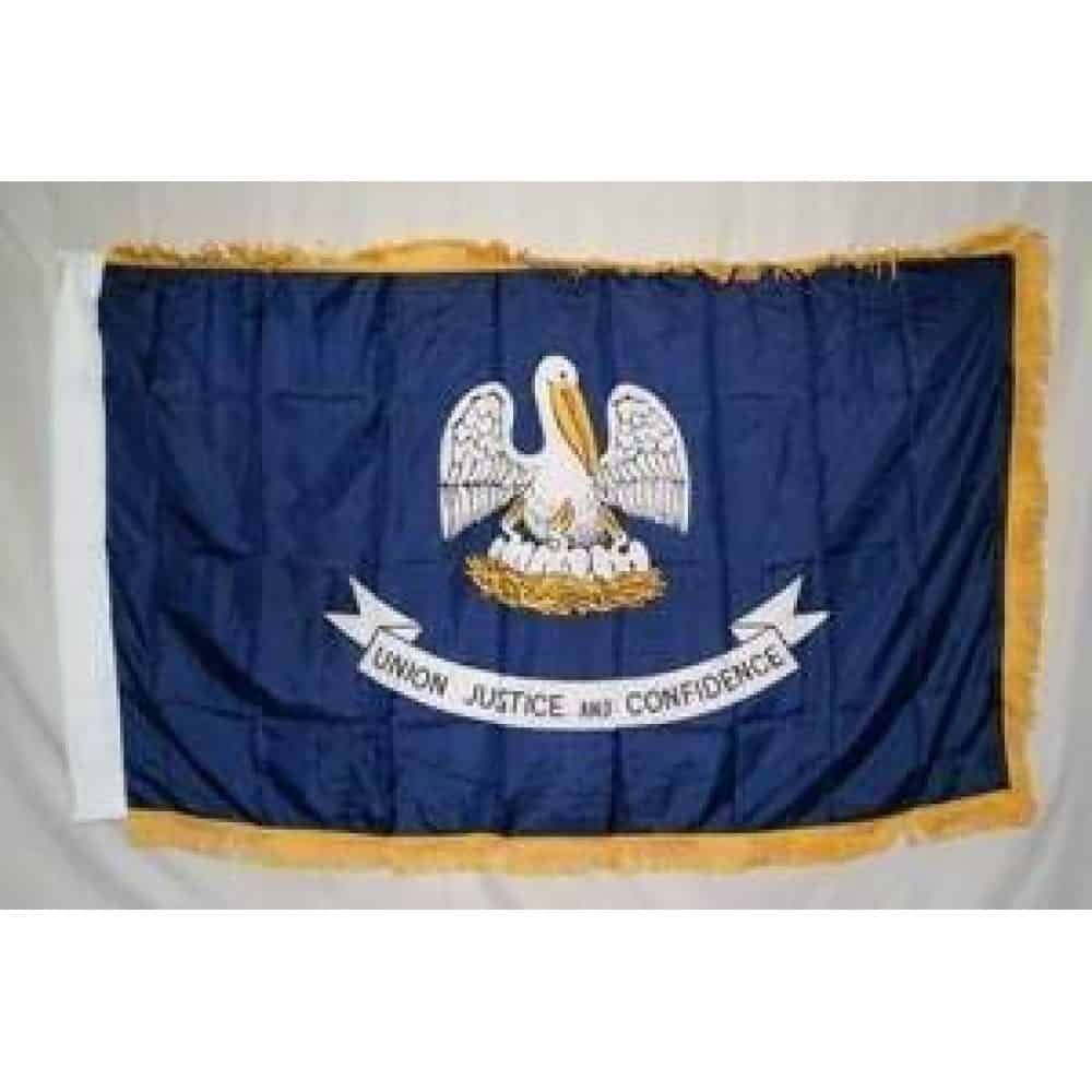vendor-unknown Flag Louisiana Nylon Printed Flag 3 x 5 ft. with Fringes
