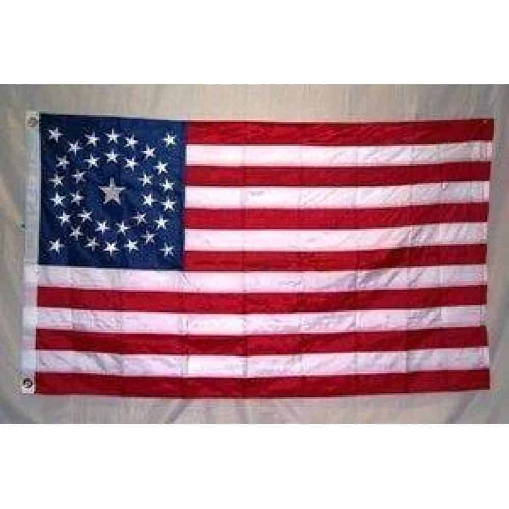 RU Flag USA 34 Star Flag In a Circle Nylon Embroidered 3 x 5 ft.