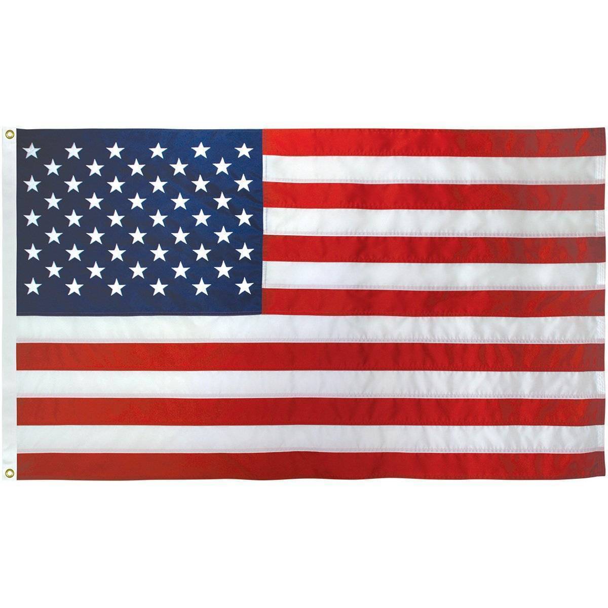 American Flag 3x5 USA Flag Embroidered Stars/Sewn Stripes/UV Protection/Brass Grommets 100% American Made US Flag Outdoor Heavy Duty 