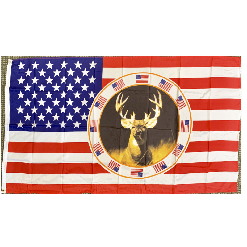Galaxy Flag USA Deer Buck Head Flag 3 X 5 ft. Standard