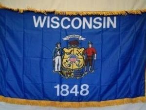 vendor-unknown Flag Wisconsin Nylon Printed Flag 3 x 5 ft. with Fringes