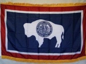 Wyoming Nylon Printed Flag 3 x 5 ft. with Fringes