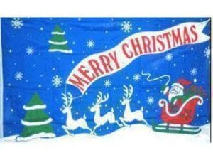 vendor-unknown Flag Merry Christmas Santa Claus With Sleigh Flag 3 X 5 ft. Standard