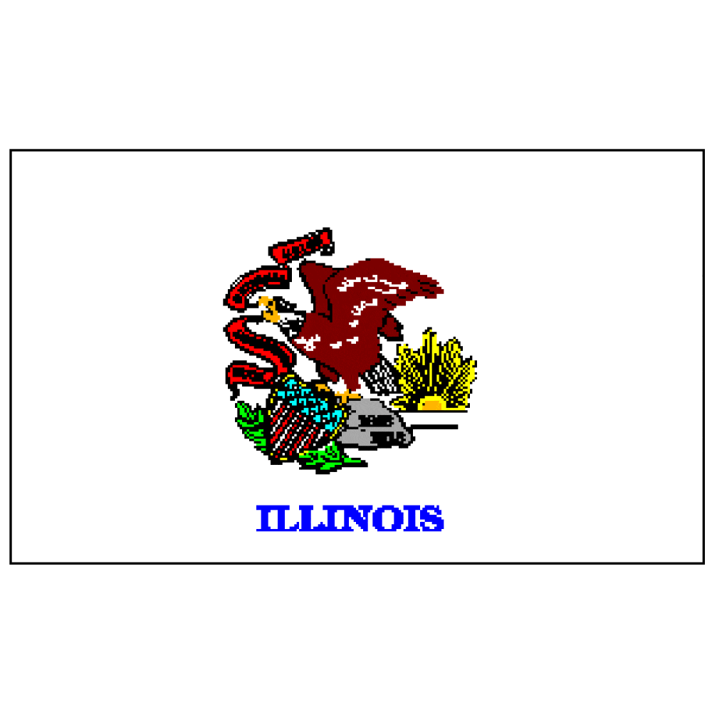 RU Flag State of Illinois Flag 12 x 18 inch on Stick