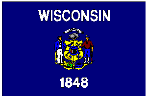State of Wisconsin Flag 4 X 6 inch on stick