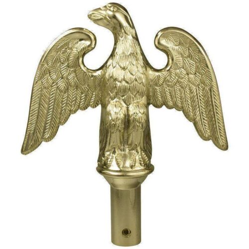 Eder Hardware And Flag Poles Eagle Deluxe Indoor Mounting Set (USA Made) Gold Aluminum Pole, Stand, Ornament & Tassel