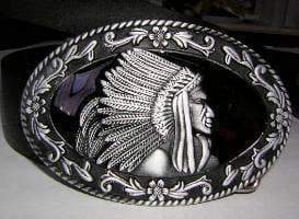 vendor-unknown Other Cool Flag Items Indian Head Belt Buckle