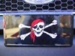 vendor-unknown Pirate Flags (Jolly Roger Flags) Jolly Roger Pirate Red Hat License Plate