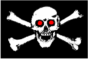 RU Pirate Flags (Jolly Roger Flags) Pirate Skull with Red Eyes Flag 4 X 6 Inch pack of 10