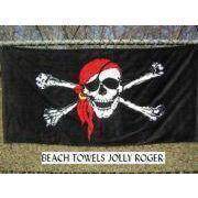 vendor-unknown Towel Jolly Roger Red Hat Beach Towel