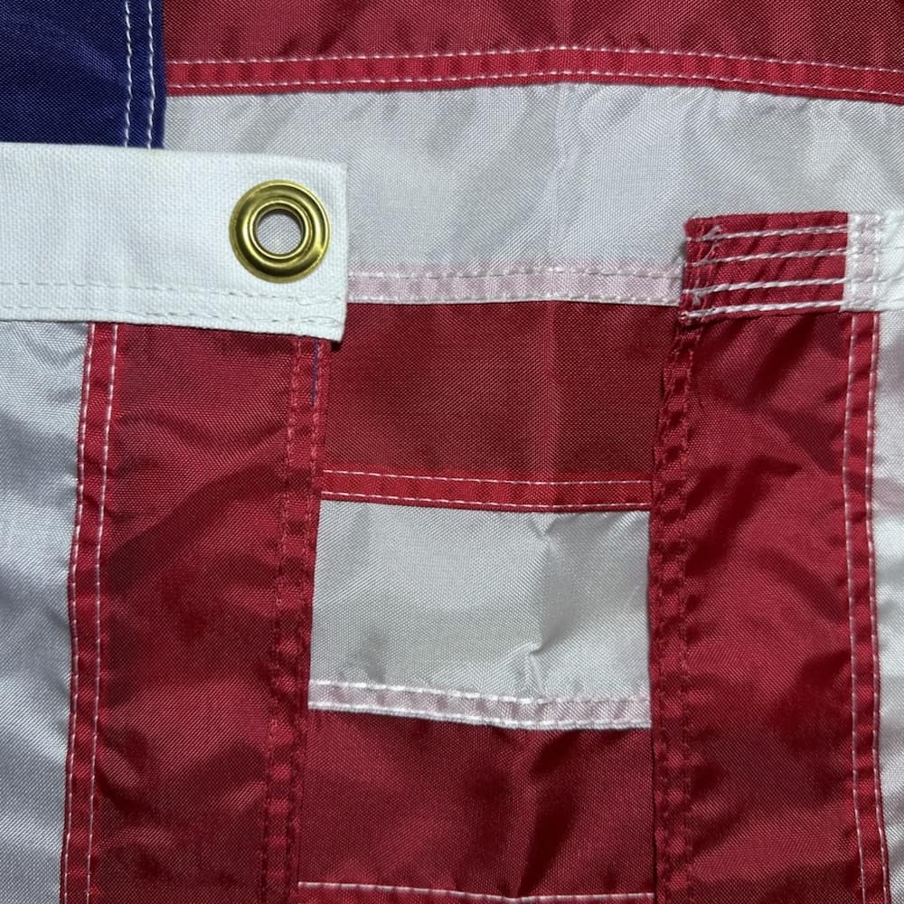 Us Boat Flag Nylon Sewn Embroidered Stars Made in Usa Example of Fly End and Header Grommets