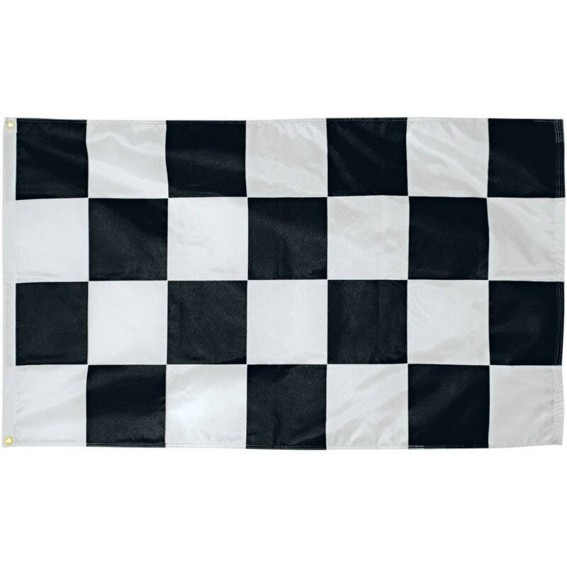 vendor-unknown Flag Black and White Checkered 3 x 5 Nylon Dyed Flag with Sleeve (Pole Hem) (USA MADE)