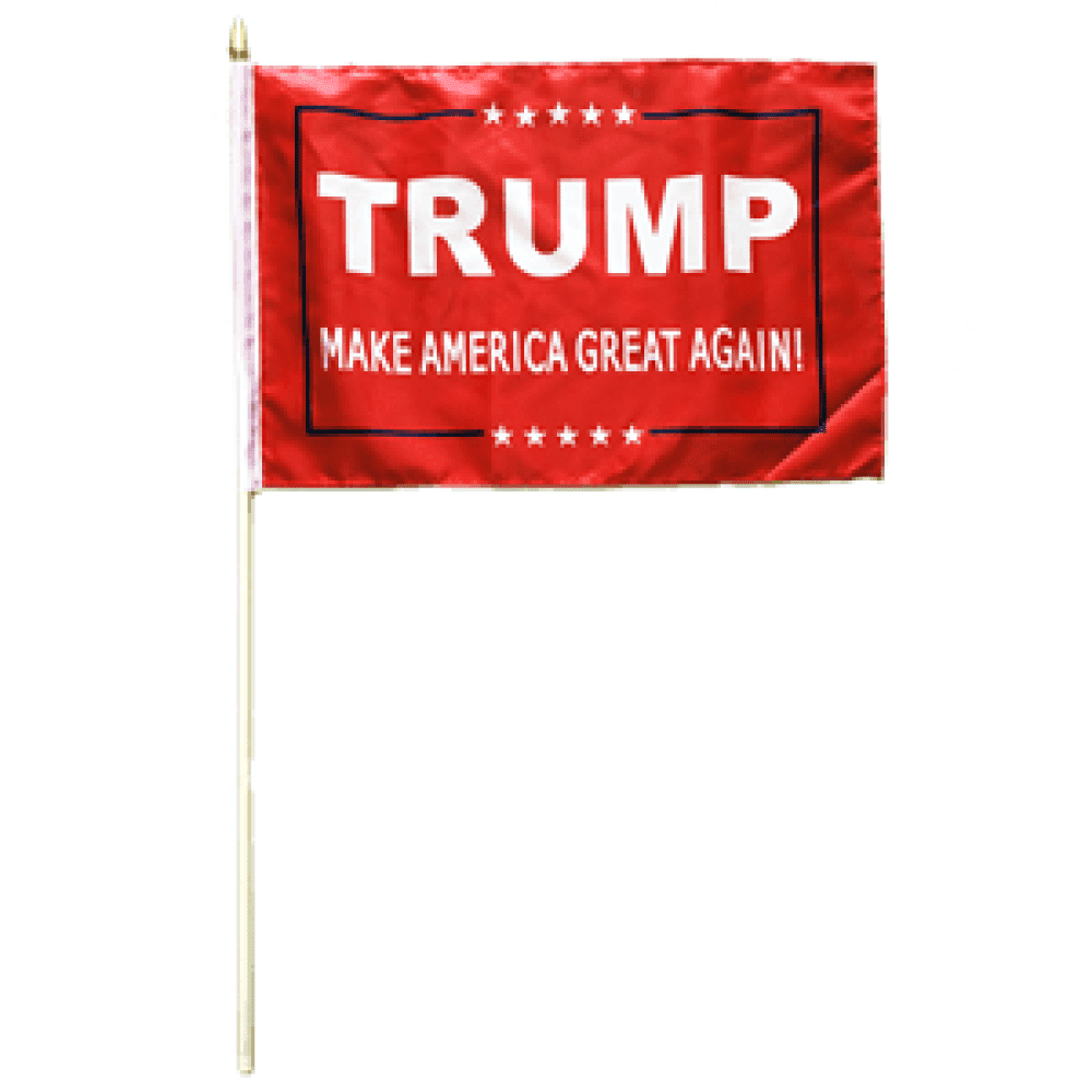 4X6 Inch Trump Make America Great Again Flag On A Stick - Red Background