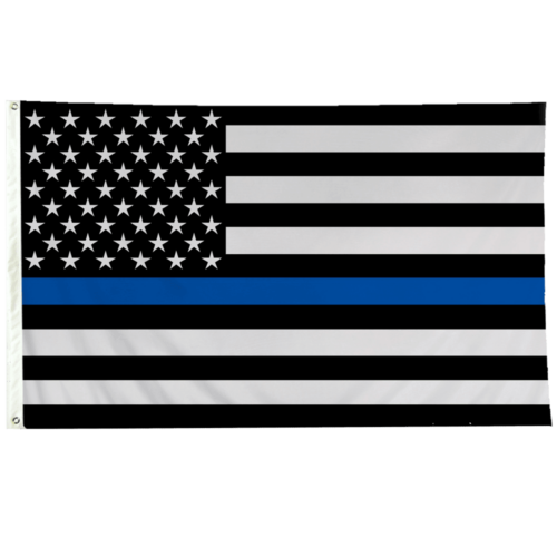 USA Police Flag with Thin Blue Line Rough Tex.