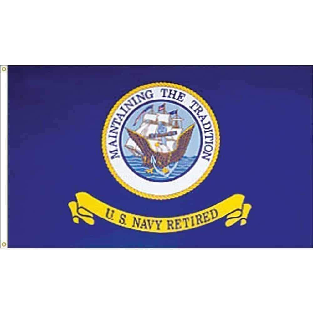 US Navy Retired Flag - Made in USA.